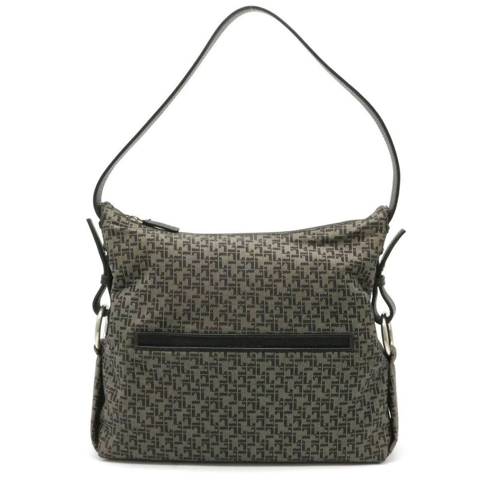 Loewe Shoulder Bag Hobo Canvas Leather Gray Black